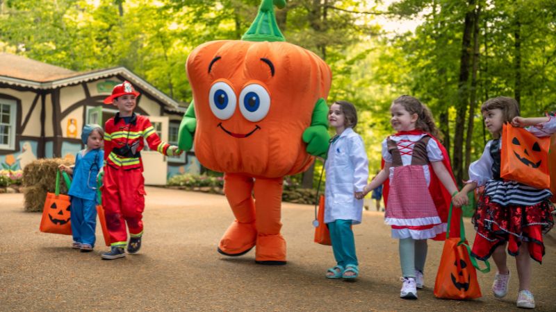 Costumed Children with Spookley the Square Pumpkin