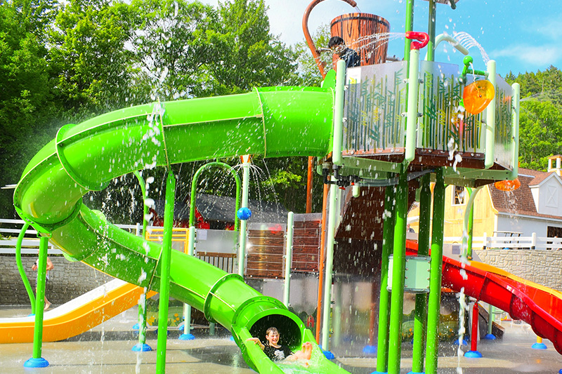 Green Slide at Spray Pad